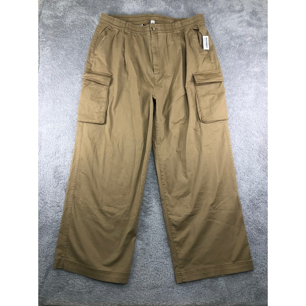 Old Navy Pants Men XXL Tall (40x31) Brown Cargo Wide-Leg High-Rise Pull-On